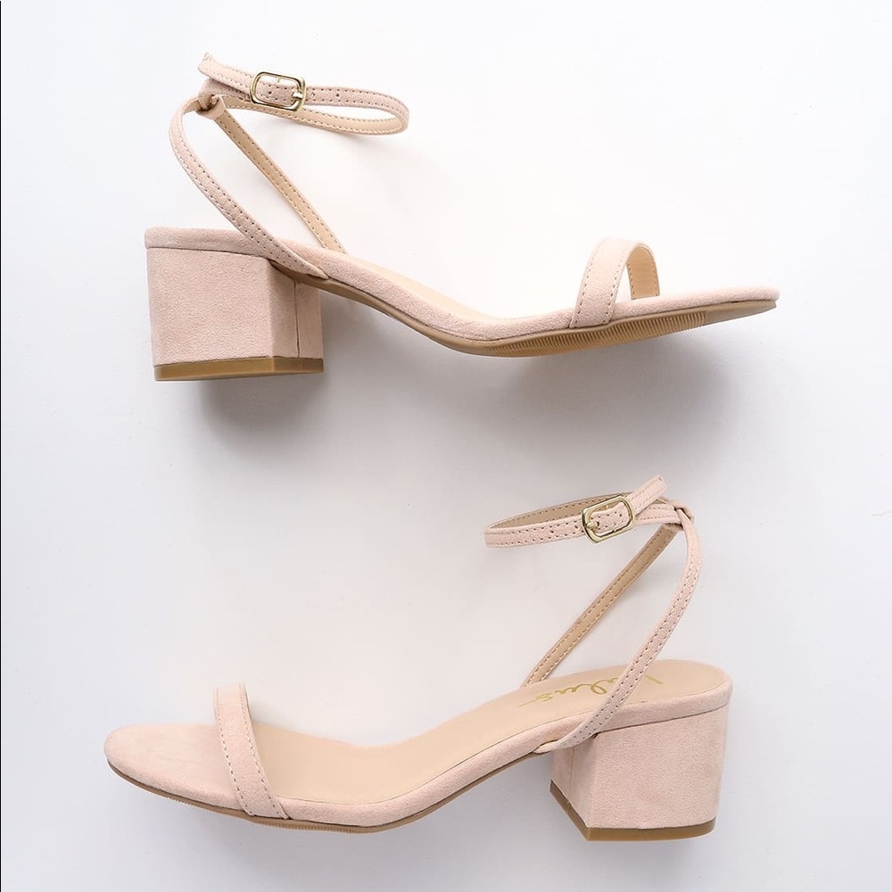Lulu’s Julie Nude Suede Ankle Strap Heels
